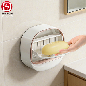Porte-savon mural non perforé en plastique pour savon en barre, <span class=keywords><strong>rangement</strong></span> mural pour salle de bain - Product Image 1