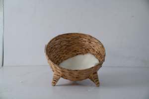 Neues Design Natürliches Strohnest Handgewebtes Haustierhaus Winter Warmes Katzenbett Katzen-Kratzbrett Hundenest mit Weichem Kissen - Product Image 3