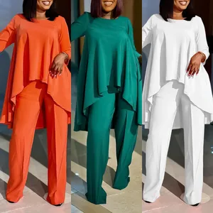 D3260 Latest Design Two Piece Set Women Clothing Elegant Long Sleeved Top And Wide Leg Pants Set Two Pieces Outfit For Women