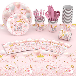 Vaisselle <span class=keywords><strong>jetable</strong></span> pour <span class=keywords><strong>anniversaire</strong></span> <span class=keywords><strong>de</strong></span> fille, ensemble <span class=keywords><strong>de</strong></span> nappes en papier pour fête d'<span class=keywords><strong>anniversaire</strong></span>, fournitures <span class=keywords><strong>de</strong></span> décoration, nouveauté - Product Image 5