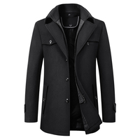 Manteau en laine chaud d'hiver pour homme, grande taille, col double, veste décontractée coupe-vent, vente en gros