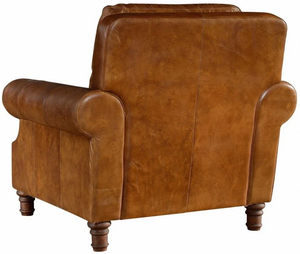 Sillón Clásico de Madera y Cuero con Estructura Resistente y Acolchado Confortable, Ideal para Sala de Estar, Estudio u Oficina - Product Image 4