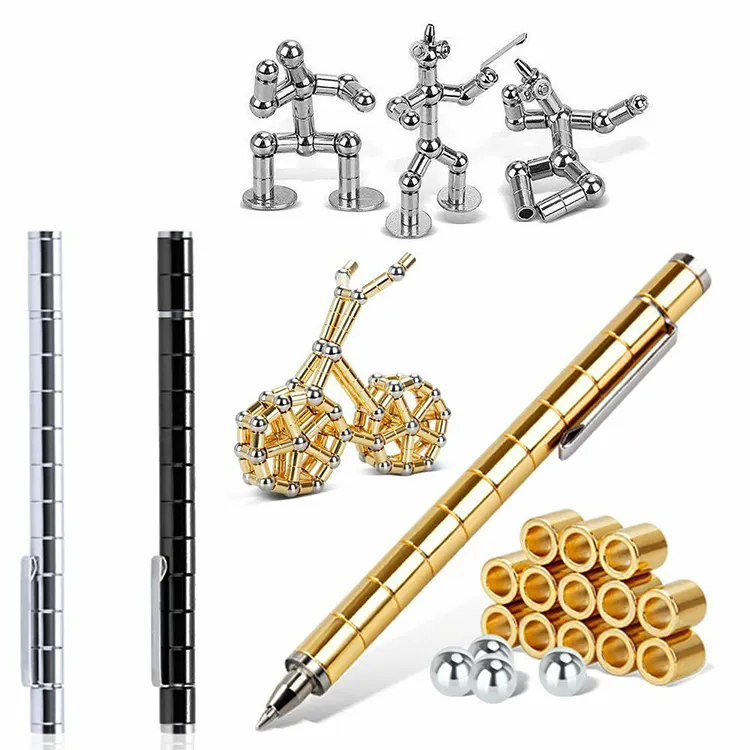 Amazon Hot Sale Multifunction Writing Magnet Ballpoint Pen Decompression Magnetic Metal Pen Magnetic Fidget Pen