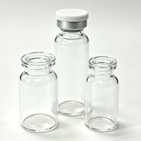 Flacon en verre borosilicate stérile transparent de 2 ml avec bouchon en caoutchouc et capuchon en aluminium, surface gravée à l'acide pour petits volumes injectables