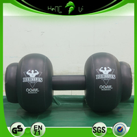 Haltère géant gonflable en PVC noir, modèle publicitaire extérieur, haltère réaliste et durable pour la décoration d'événements sportifs
