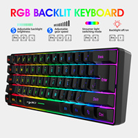 Teclado Gaming HXSJ de 61 Teclas, 60%, RGB, Mini, Blanco, de Alta Calidad, Ergonómico, Duradero, Cable USB de 1.7m, Anti-Ghosting, para Laptop, Regalo, Nuevo