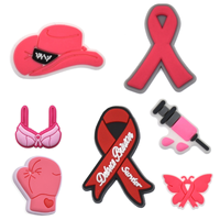 Breloques de chaussures en PVC souple personnalisées pour la sensibilisation au cancer, ruban rose YIQU, vente en gros