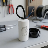 CBB60 Betriebskondensator 450V, 10µF, 50/60Hz mit Kabel für Waschmaschine und Pumpe, Unterstützt Kleinserien-Anpassung