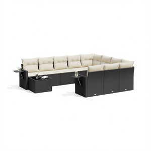 Ensemble de canapés de jardin en rotin noir avec structure en acier thermolaqué, mobilier d'extérieur pour jardin, design contemporain, 10 places et plus - Product Image 1