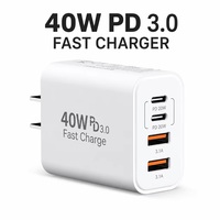 Pengisi Daya Cepat 40W 4-Port Tipe-C USB PD 3.0 (2C+2A) untuk Komputer IOS & Earphone