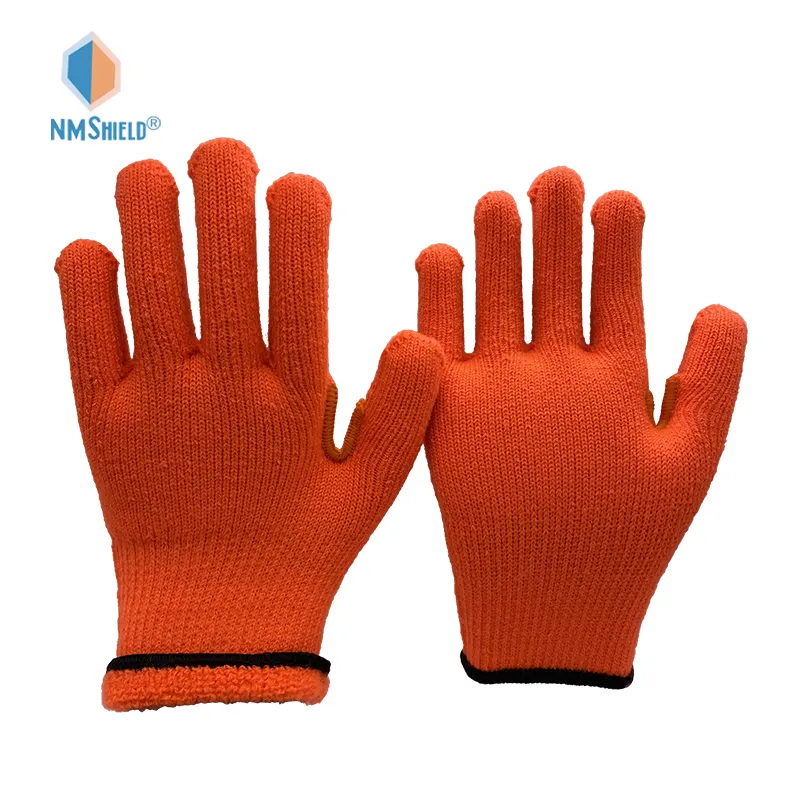 NMSHIELD yüksek Vizable Napped termal iç akrilik dikişsiz örgü soğuk hava iş eldivenleri kış iş eldivenleri