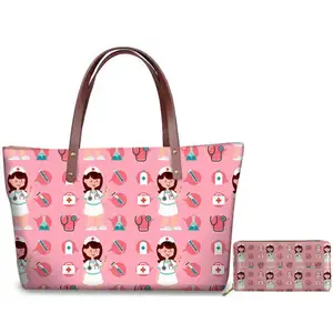 Cartoon Doctor Nurse Print On Demand Medico Monedero Wholesale Shoulder Bag Personalized Tote Bag Purses Handbags For Women