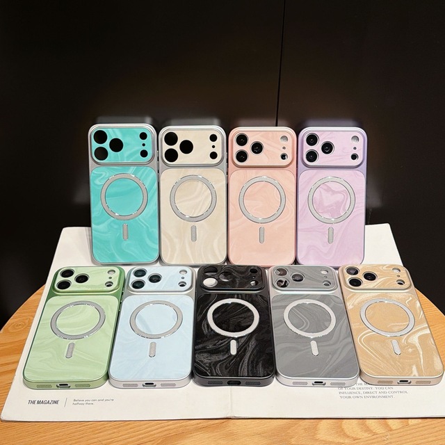New Wholesale Ripple-pattern Magnetic Full Lens Coverage Phone case for iPhone 17 Pro Max 15 14 13 12 11 Pro Max  Charger Case