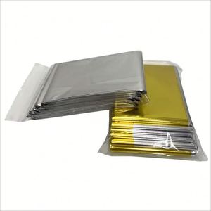 Couverture Thermique d'Urgence Imperméable en Mylar 52"x84" - Argent, Urgence, Survie, Premiers Secours, Équipement de Sauvetage par Temps Froid Personnalisé - Product Image 1