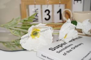 بيع بالجملة الخشخاش الأبيض الاصطناعي لمسة حقيقية يتدفقون أوراق لحفلات الزفاف المنزل ترتيب الزهور - Product Image 4