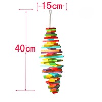Grand ensemble d'ornements d'oiseaux en bois multicouche coloré avec fonction de suspension automatique Style moderne Pigeons Perroquets Plume Jouet Carton
