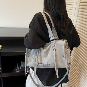 Borse a tracolla Vintage da <span class=keywords><strong>donna</strong></span> borse a tracolla borse da motociclista nero grigio grande capacità Tote <span class=keywords><strong>borsa</strong></span> a mano - Product Image 3