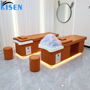 Kisen Ergonomic Shampoo <b>Bed</b> for Modern Salons Head Spa System with Scalp Herbal Massage Water and Light Therapy <b>Led</b> Table Chair - Product Image 2
