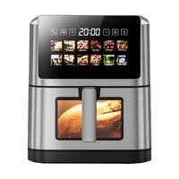 Friteuse à air électrique intelligente 8L avec écran tactile, 12 menus couleur, affichage visible, en acier inoxydable, certifiée ETL GS CE CB