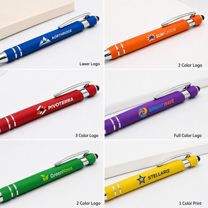 Wholesale Business Gift Ball Point Soft Cover Promotional <strong>Metal</strong> Rubberized <strong>Ballpoint</strong> <strong>Pen</strong> Aluminum Touch Stylus Custom Logo <strong>Pens</strong> - Product Image 4