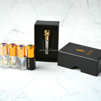 Minyak Parfum Oud Logo Pribadi yang Dapat Disesuaikan Aroma Arab Botol Kaca Mini Tutup Ulir Bentuk Oktagonal Stempel Emas Sablon Sutra