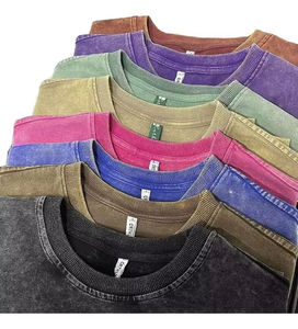 Camiseta de Algodón Grueso con Efecto Desgastado OEM, 280 g/m², Estilo Vintage, Lavado Ácido, Impresión DTG Personalizada para Ropa Urbana, Camiseta para Hombre - Product Image 1