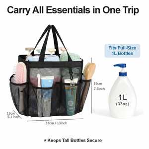 Portable Mesh Shower Caddy Tote Beach Bag with 8 Pockets Travel <b>Storage</b> Wash Bag Swimming <b>Bath</b> Bag Suitable for Gym,Bathroom - Product Image 2