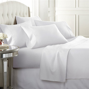 Hotel de lujo equipado <span class=keywords><strong>hoja</strong></span> al por mayor color liso 4 piezas ropa de cama conjunto de microfibra de las sábanas de <span class=keywords><strong>la</strong></span> cama - Product Image 3