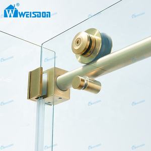 Weisdon Gold Puerta de ducha sin marco Rectángulo de acero inoxidable Cabina de ducha de vidrio templado - Product Image 6