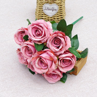 Hochzeits-Dekorative 9-Köpfige Seidenrosen-Bouquet Künstliche Blumen Rose für Heim-Dekoration