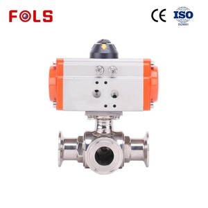 Stainless <b>Steel</b> 304 Clamp 3 Way Pneumatic Actuated Food Grade <b>Ball</b> AC220V DN50-100 PN16 L T Port - Product Image 2