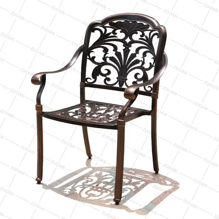 New Arrival Antique Style Die Casting Aluminum Patio Lounge Furniture Waterproof Garden Dining Chair