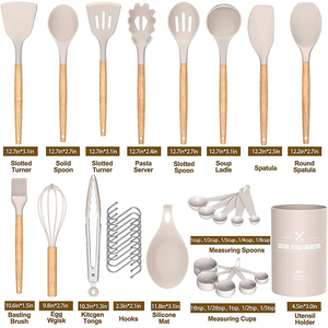 <strong>Kitchen</strong> Silicone Cooking <strong>Kitchen</strong> 33 Pcs Wooden Utensils Set Utensilios De Cocina - Product Image 2