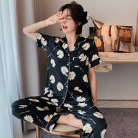Pyjamas en Satin pour femmes Plus 5XL taille vêtements de nuit été pantalons courts 2 pièces ensemble de vêtements de maison soie décontracté doux mode vêtements de nuit