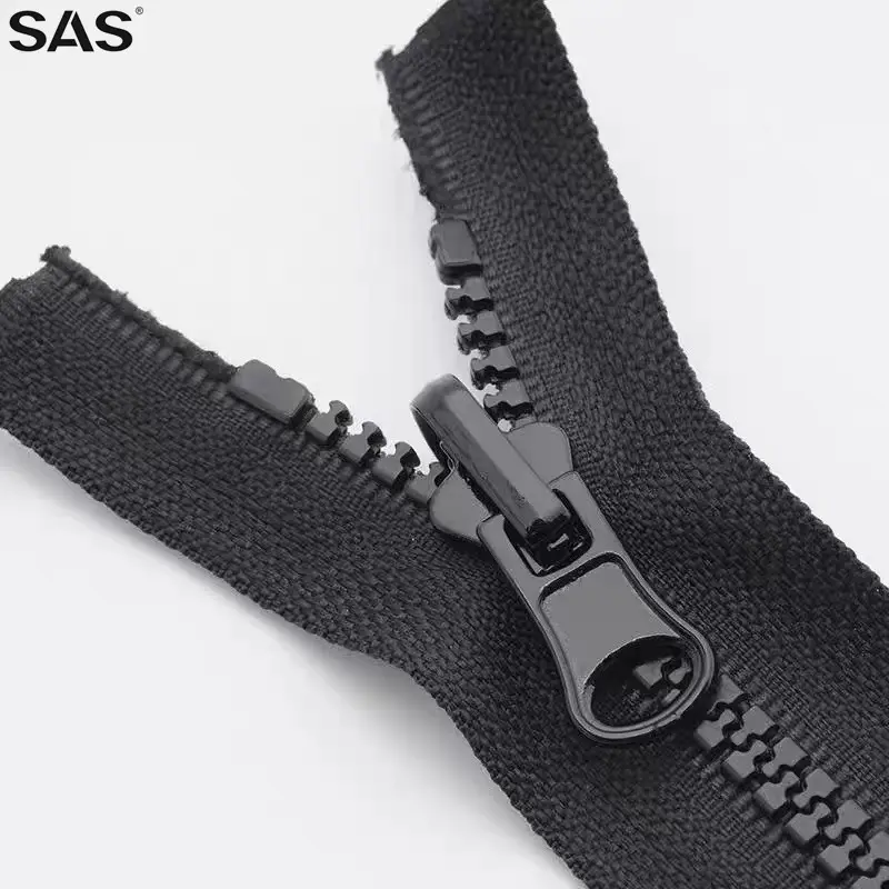 SAS Accessories Zip 5# 8# fermeture eclair Puller Open-end Vislon Zipper Custom Logo Size Color Black Tent Plastic Resin Zipper