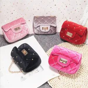 Mini sac à bandoulière en velours rose pour enfant, 12cm, luxe, haut de gamme, sac de fête, bourse populaire d'hiver, nouvelle collection