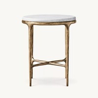 Table basse moderne personnalisée avec base en métal et plateau en marbre pour le mobilier de salon