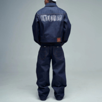 Ensemble en Jean Personnalisé de Haute Qualité, Veste et Pantalon Jean Unisexe Surdimensionnés, Costume en Jean Lourd 14 Oz pour Homme, Tenue en Jean