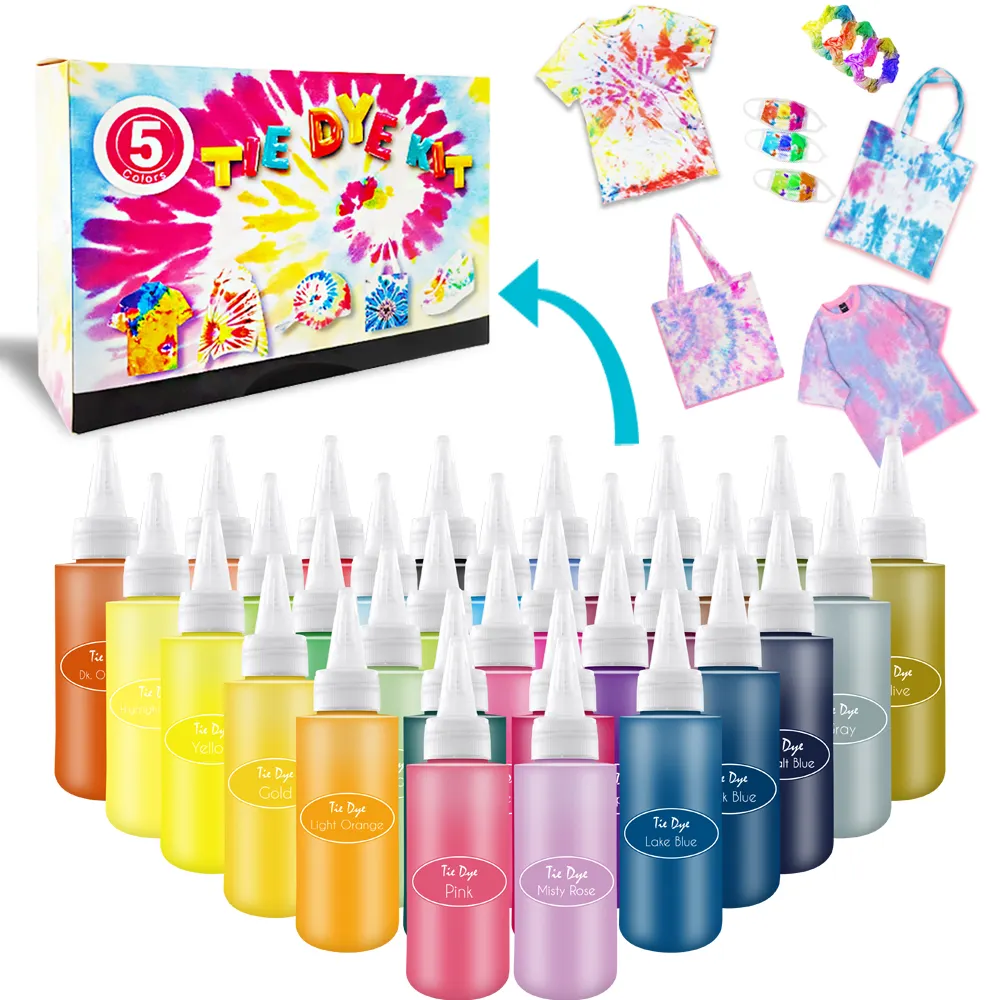 Kit para crianças do grupo de atividades 5 cores, fácil de apertar garrafas de tudo em 1, kit de tintura pastel