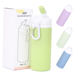 Botella de Agua de Silicona de Grado Alimenticio, Libre de BPA, Personalizada, con Pajita, Portátil y a Prueba de Fugas, para Niños, para Uso Escolar y Deportivo - Product Image 5