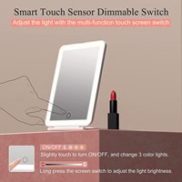 Miroir de maquillage portable de taille moyenne avec cadre en plastique éclairé, tactile et à rabat, vente en gros d'usine