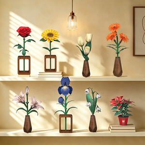Cutebee Flower World Series DIY Wooden Flower Building Kit 3D Puzzle Floral <strong>Model</strong> Home Decoration <strong>Craft</strong> Gift For Adults - Product Image 1