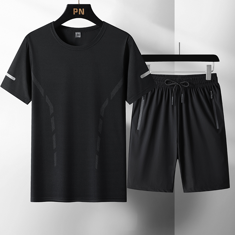 Noir [T-shirt] + Noir [costume deux pièces boxer]