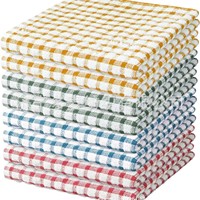 Serviettes de cuisine en coton 100% rayées gaufrées, absorbantes, réutilisables, séchage rapide, pour la maison et les restaurants (vente en gros)