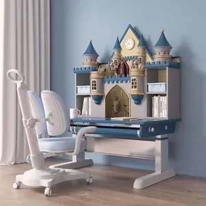 Modern creative castle style study table luxury children's home adjustable solid wood table and chair set
