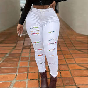 Women's Plus Size High Waist <b>Flared</b> Denim Jeans Pants Summer Casual Full Length Skinny Pencil <b>Trousers</b> for Ladies Free Shipping - Product Image 1