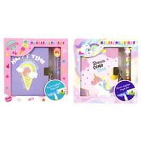 Ensemble de cahiers verrouillables A6 à thème spatial coloré papeterie de dessin animé mignon pour enfants avec stylo magique papier fournitures scolaires en plastique cadeau