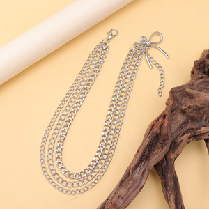 Martin Boot Shoe <b>Chain</b> With Bow Pendant Multi Layer Metal <b>Chain</b> Charm For Fashion Trend Style - Product Image 4