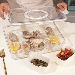 8 Compartments Divided PET <b>Serving</b> <b>Tray</b> Lid Handle Dustproof Freshness Preservation Portable Snack Box Containers Veggie Candy - Product Image 4