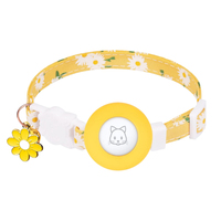 Collier de sécurité en coton pour chat avec lumières, motif marguerite, support AirTag, anti-étranglement sûr pour chaton et petit chien, usage quotidien en extérieur